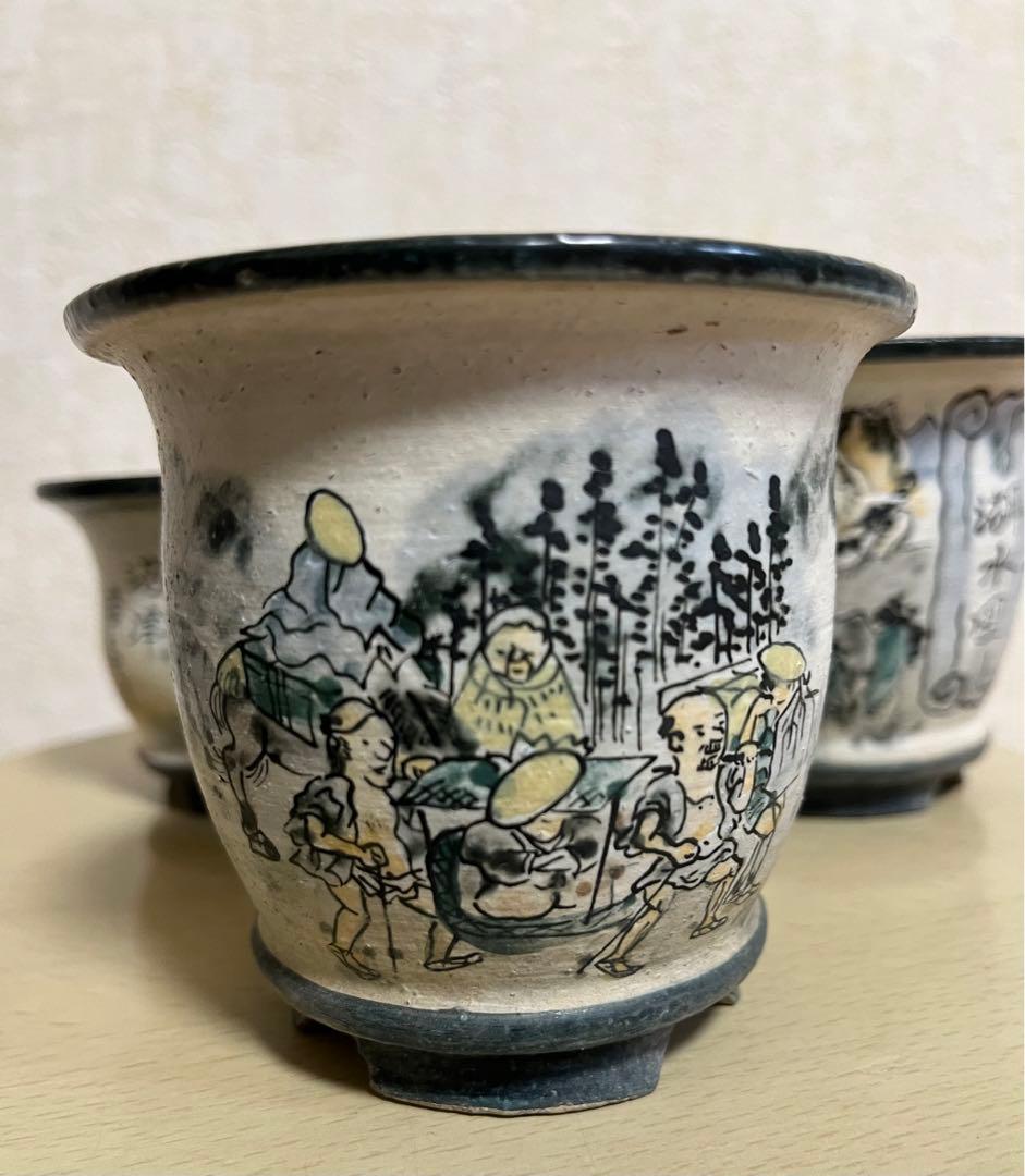 陶翠作　東海道五拾三次画　盆栽小鉢