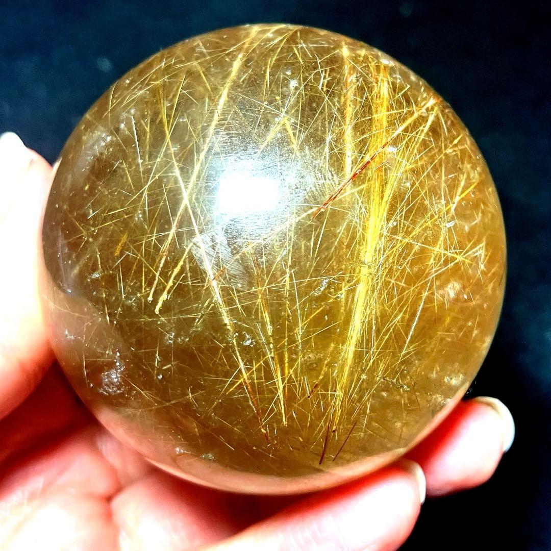 超大玉　60mm ゴールドルチルクォーツ　丸玉　スフィア　金針水晶