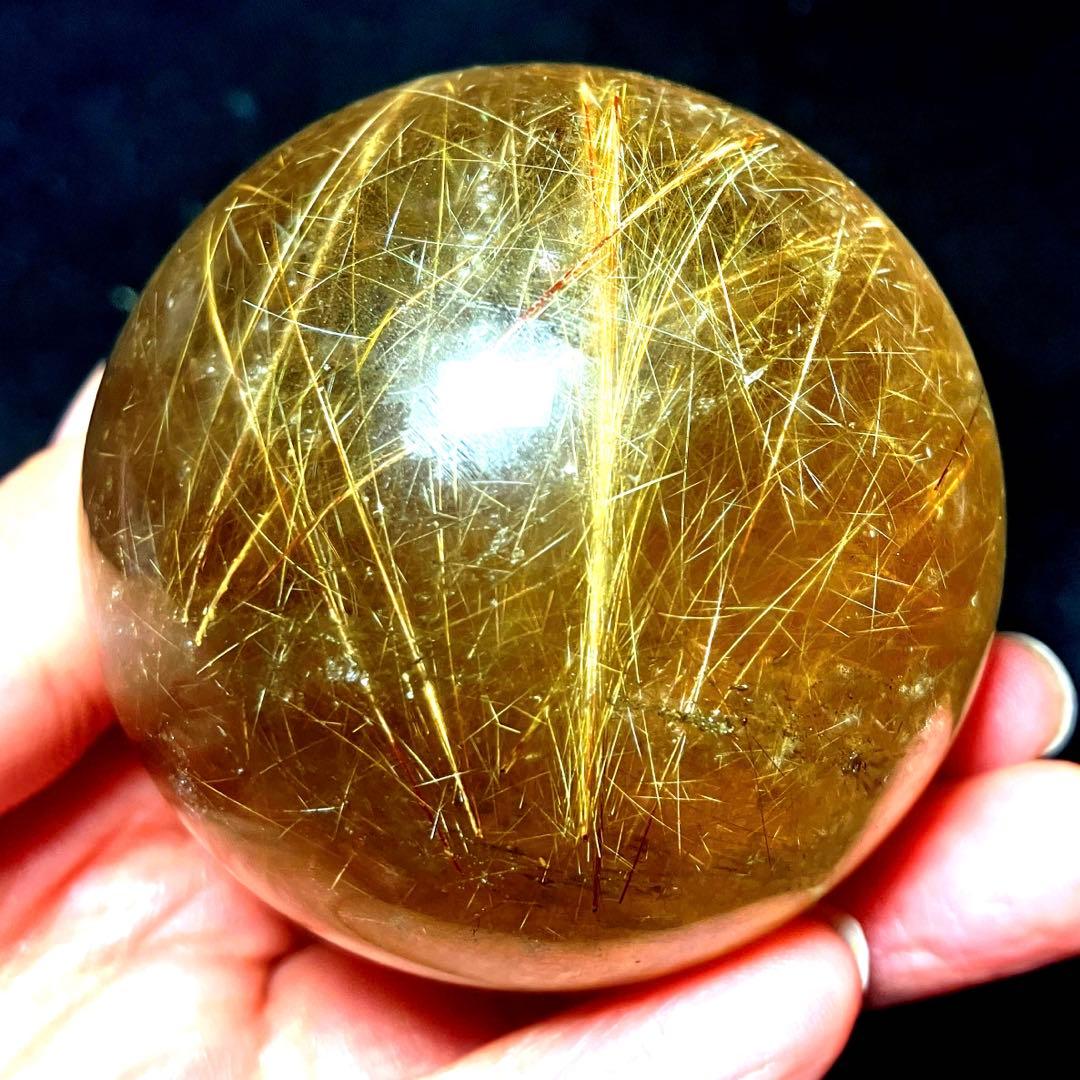 超大玉　60mm ゴールドルチルクォーツ　丸玉　スフィア　金針水晶