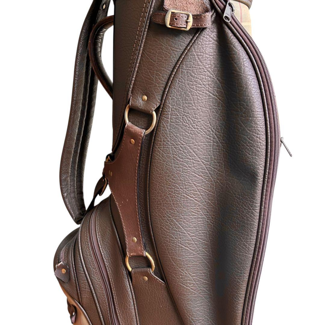 BURBERRY　バーバリー　キャディバッグ　ゴルフバッグ　チェック柄　レザー