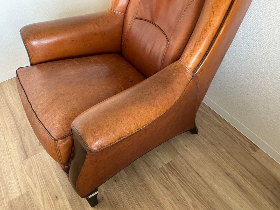 アンティーク家具 1人掛けソファ デンマーク製 本革 ハイバック