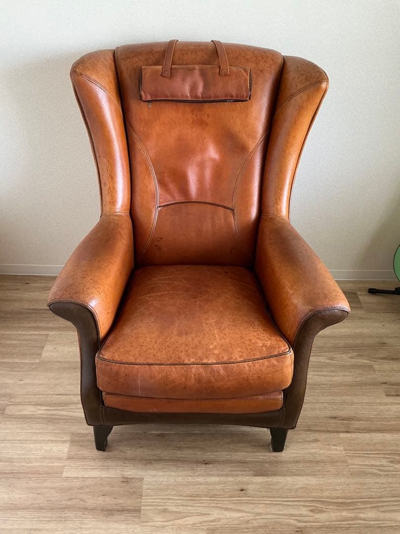 アンティーク家具 1人掛けソファ デンマーク製 本革 ハイバック
