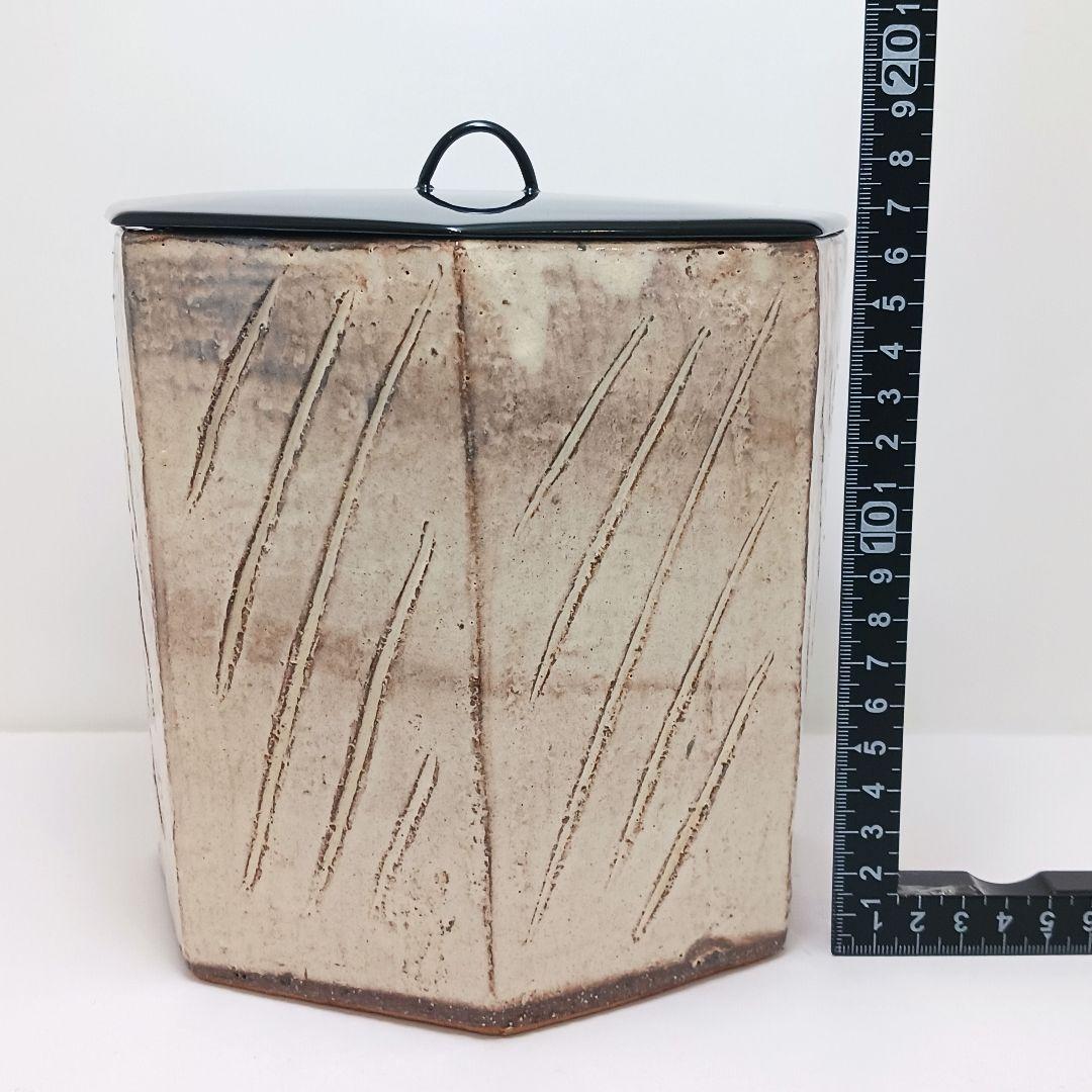 Y2718-1 茶道具 萩焼 大野瑞峰 七角水指 共箱　#5