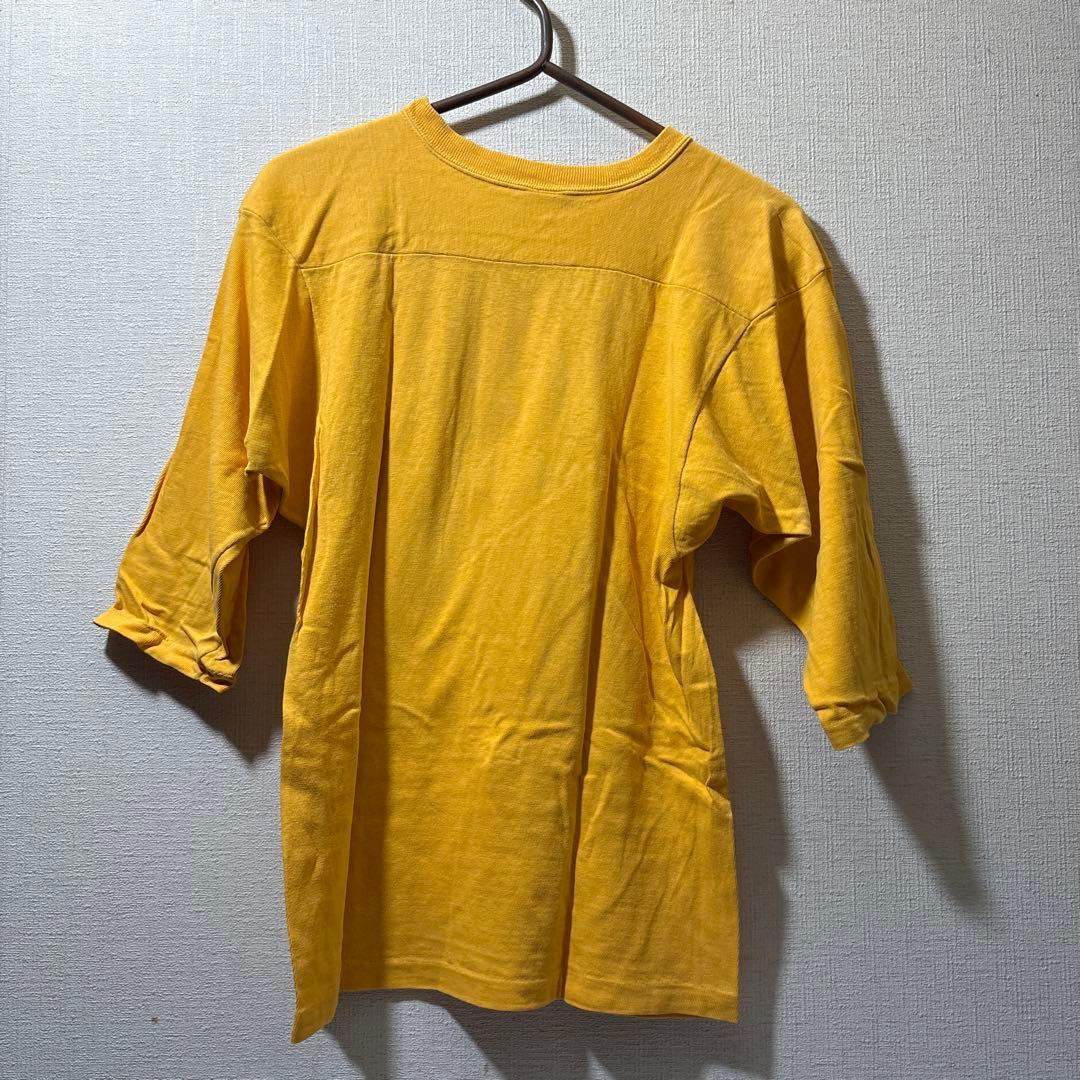70s CHAMPION フットボールTシャツ M 黄色 バータグ チャンピオン