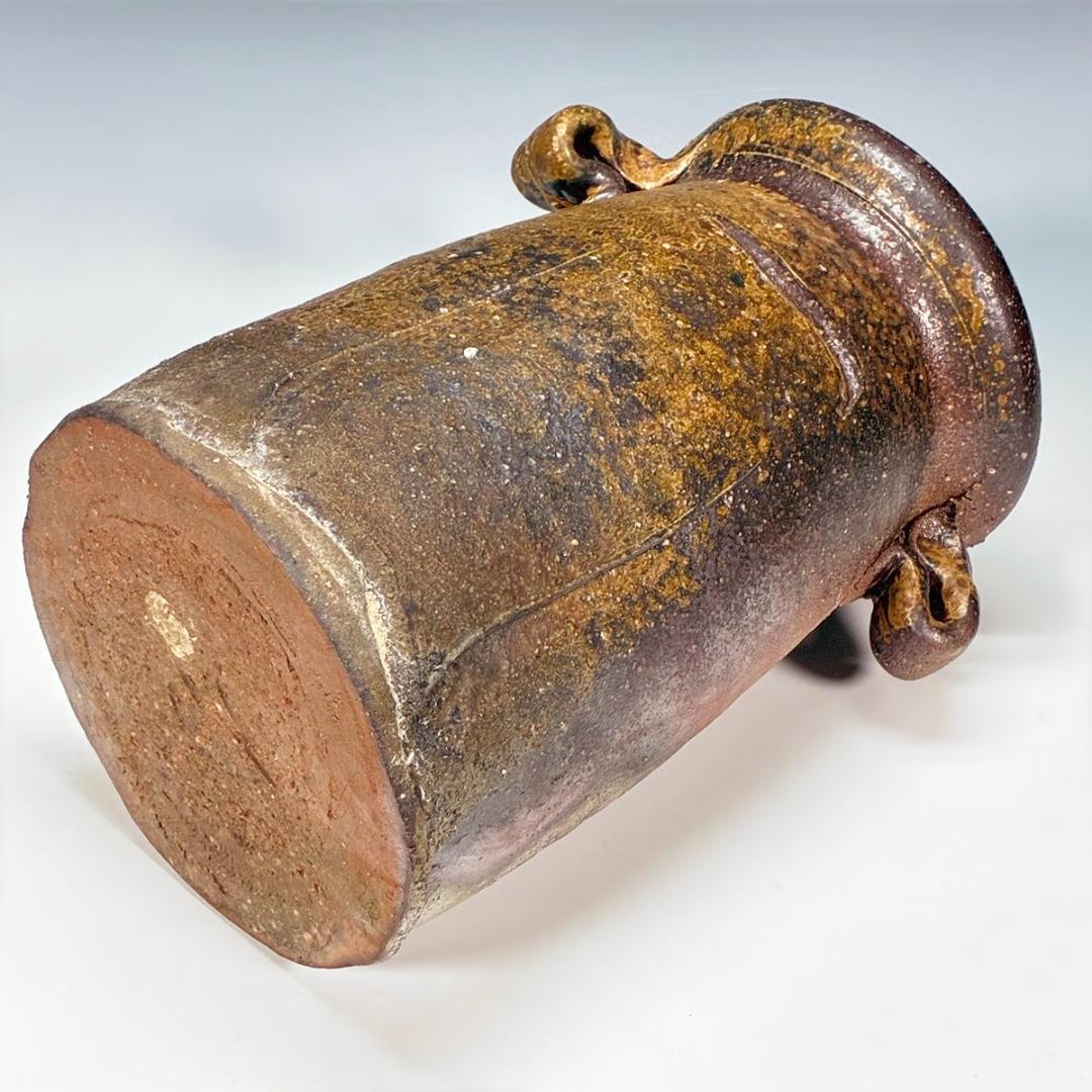 ■備前焼 斉藤隆 作 花入 共箱あり 師：伊勢崎淳