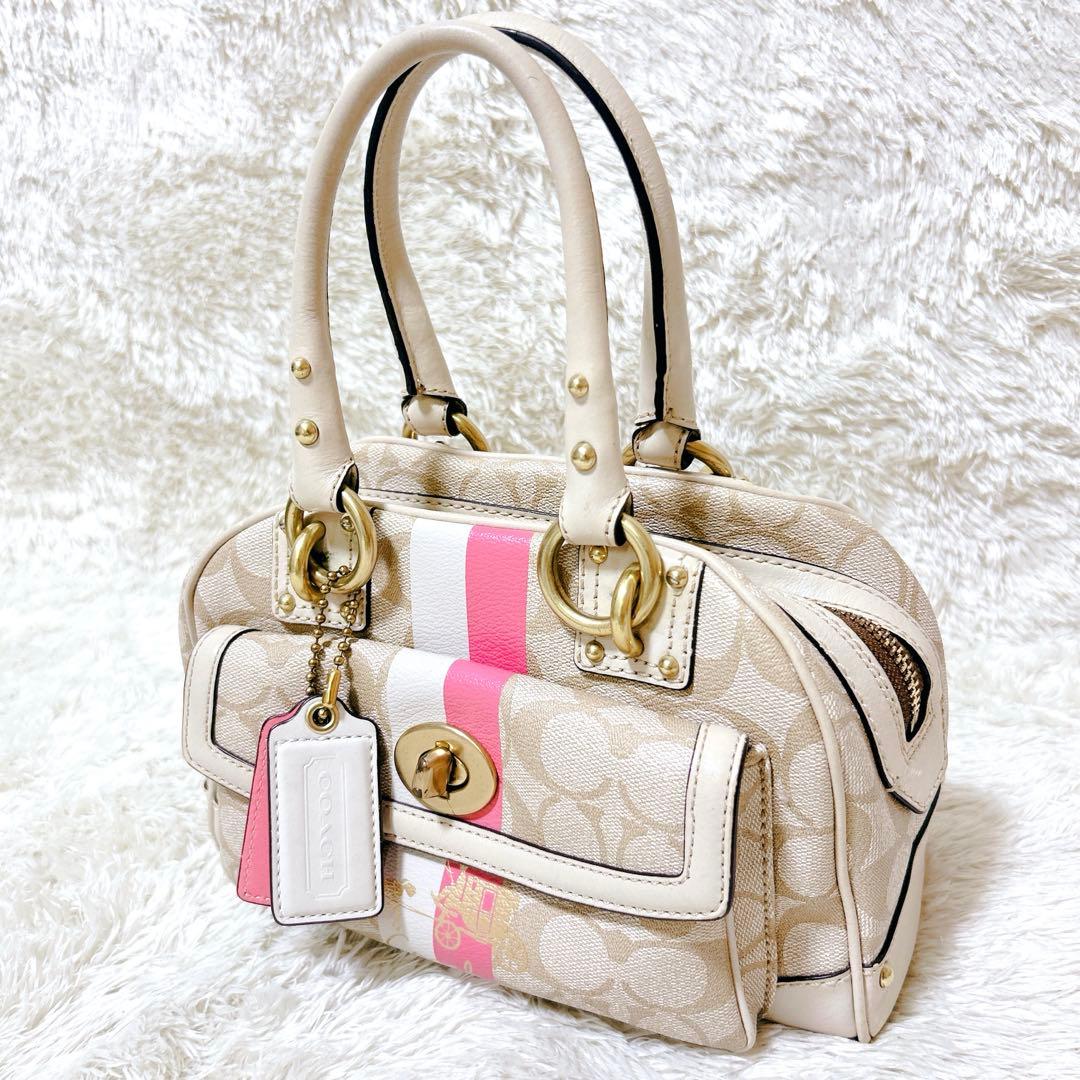 COACH コーチ　ヘリテージ ストライプ スモール ドームド ハンドバッグ
