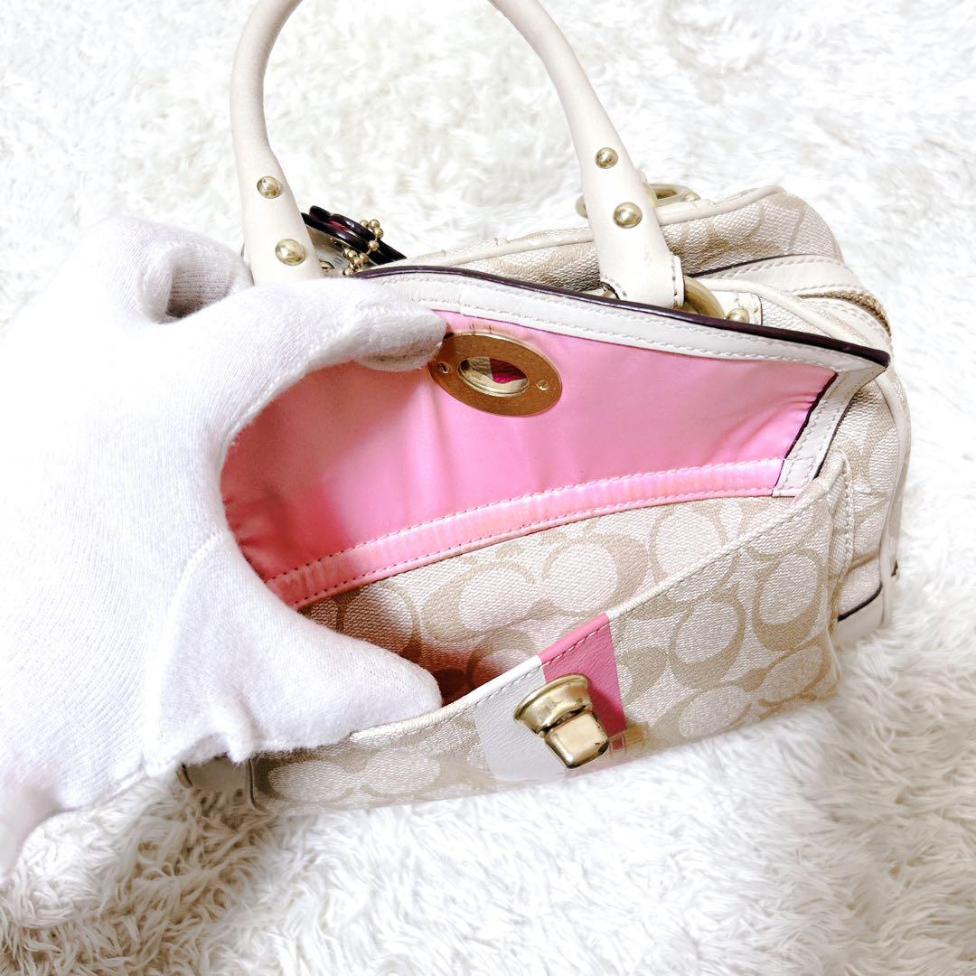 COACH コーチ　ヘリテージ ストライプ スモール ドームド ハンドバッグ