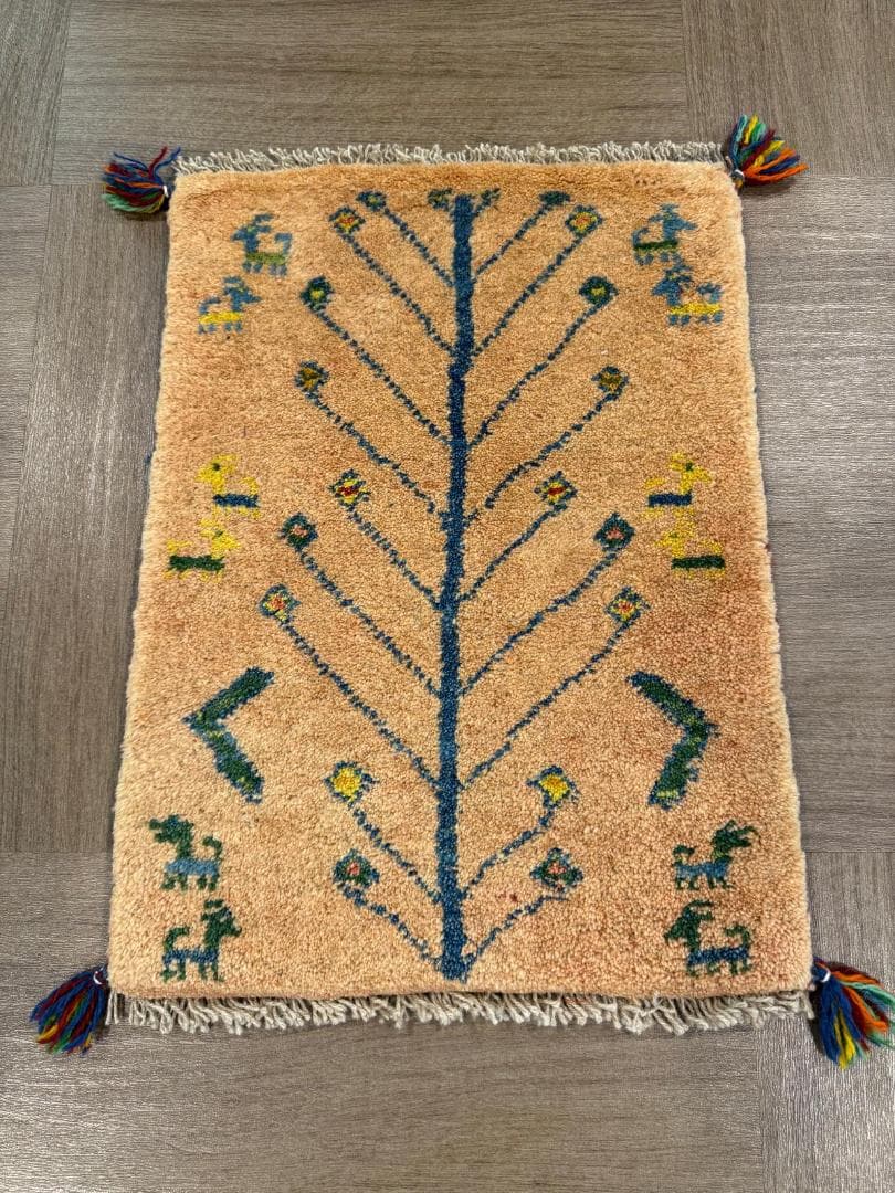 ギャッベ 58x43cm ペルシャ絨毯 手織り ギャベ 玄関マットラグ 絨毯