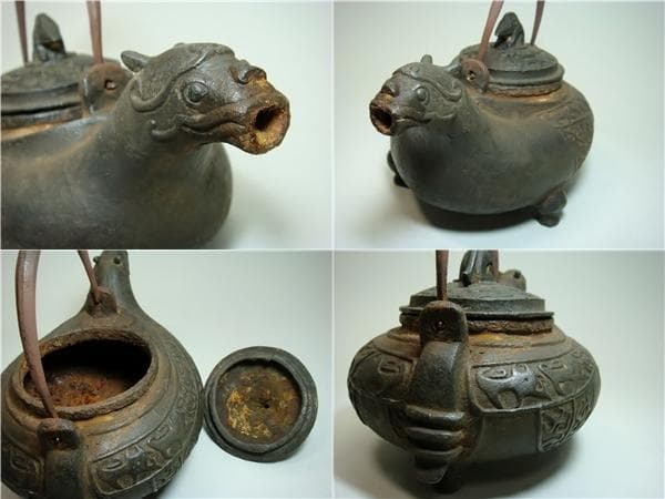 鉄瓶■古い鉄製急須 中国 亀 古鉄瓶 茶瓶 水注 康熈二十四年三月造 古玩骨董■