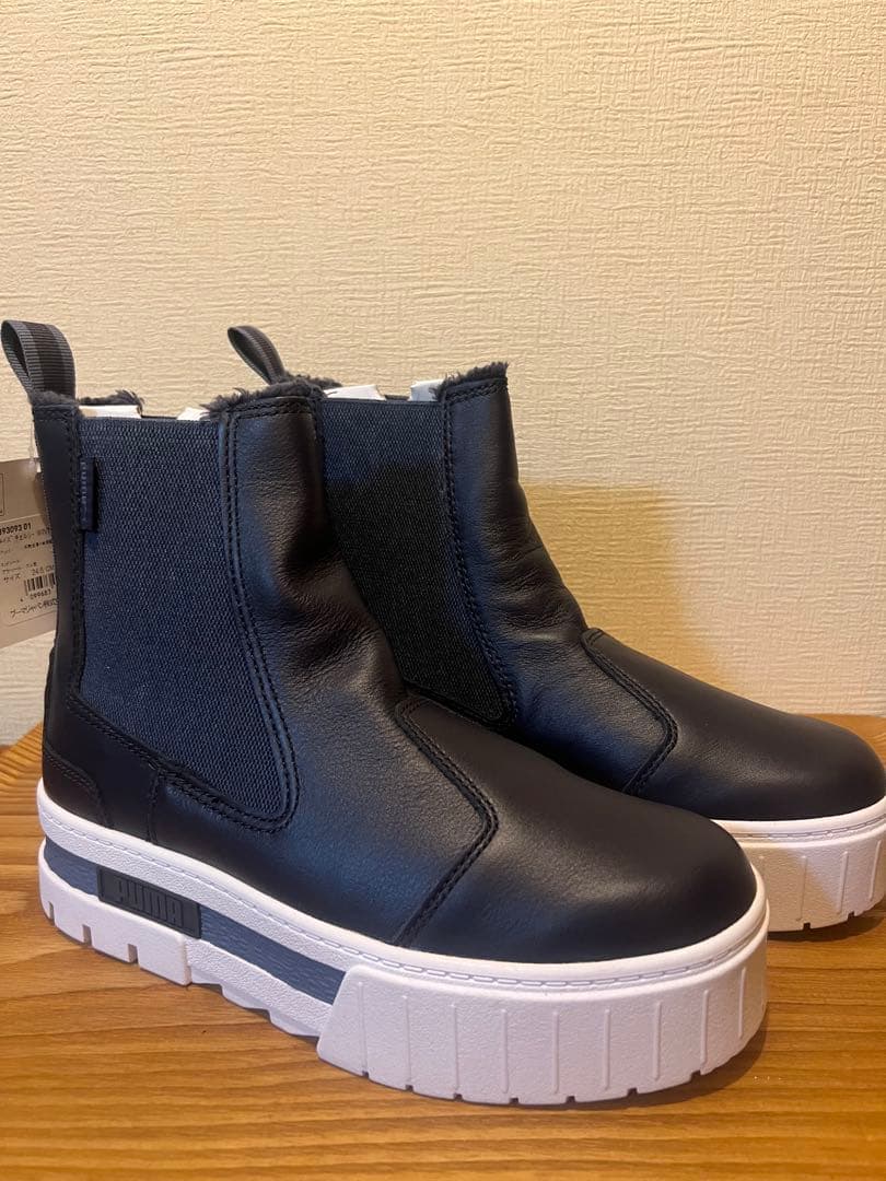PUMA ネイビーサイドゴアブーツ 厚底