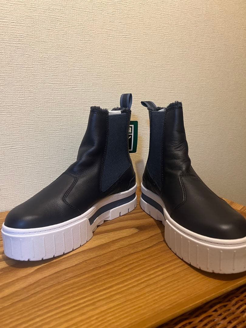 PUMA ネイビーサイドゴアブーツ 厚底
