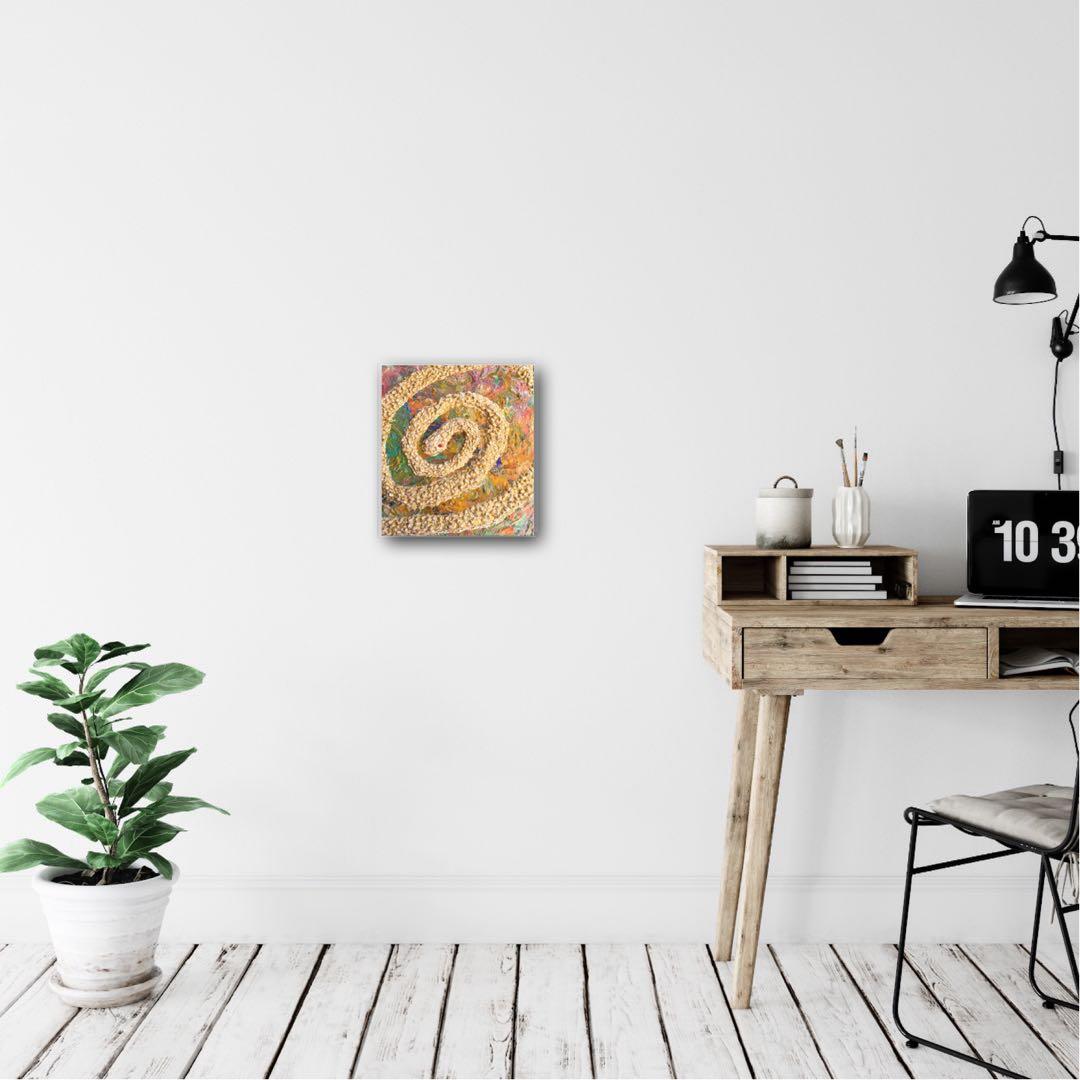 祈雨　白蛇　金色　神秘　絵　絵画　アクリル画　原画　　額付き　インテリアアート