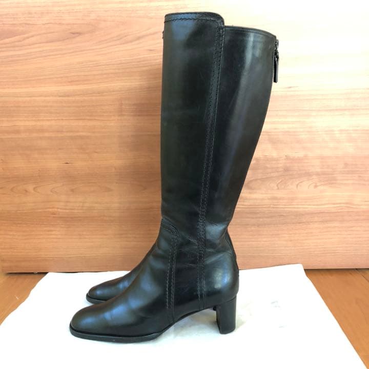 バリー　ロングブーツ 黒革　36