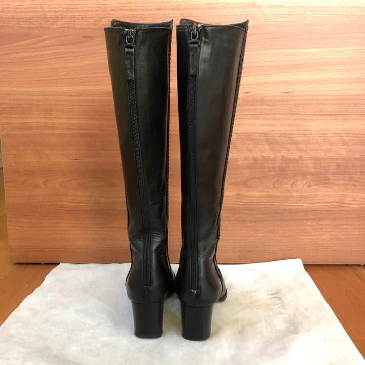 バリー　ロングブーツ 黒革　36