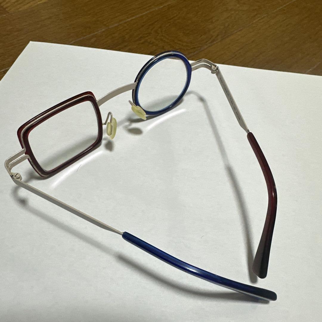 ファッション・伊達メガネ 青赤コンビネーション
