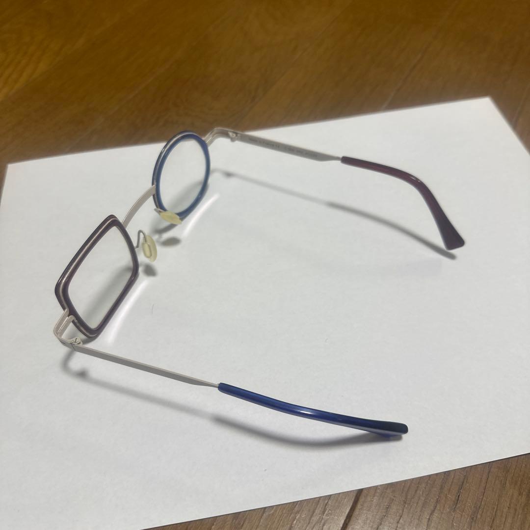 ファッション・伊達メガネ 青赤コンビネーション