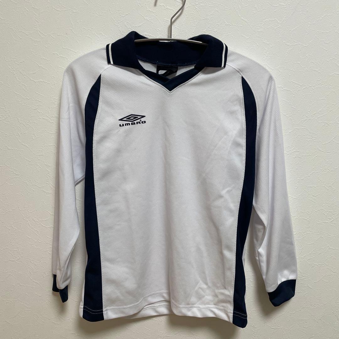 UMBRO 長袖ポロシャツ ホワイト/ネイビー