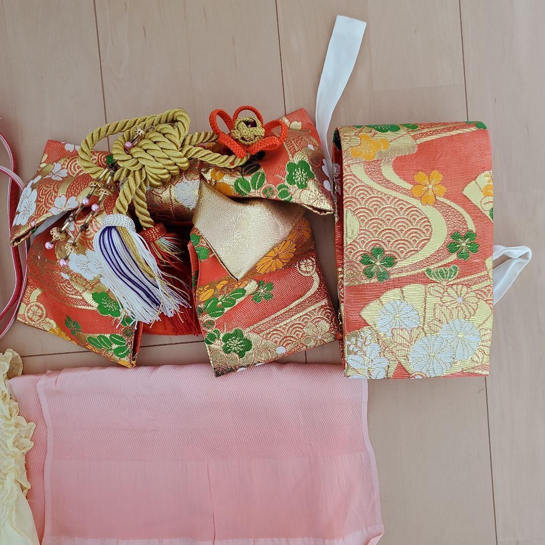 京越 七五三 7歳 女の子 四つ身着物 蝶菊水帯 結び帯 作り帯 帯揚げ付き