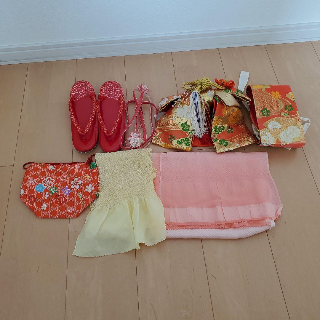 京越 七五三 7歳 女の子 四つ身着物 蝶菊水帯 結び帯 作り帯 帯揚げ付き