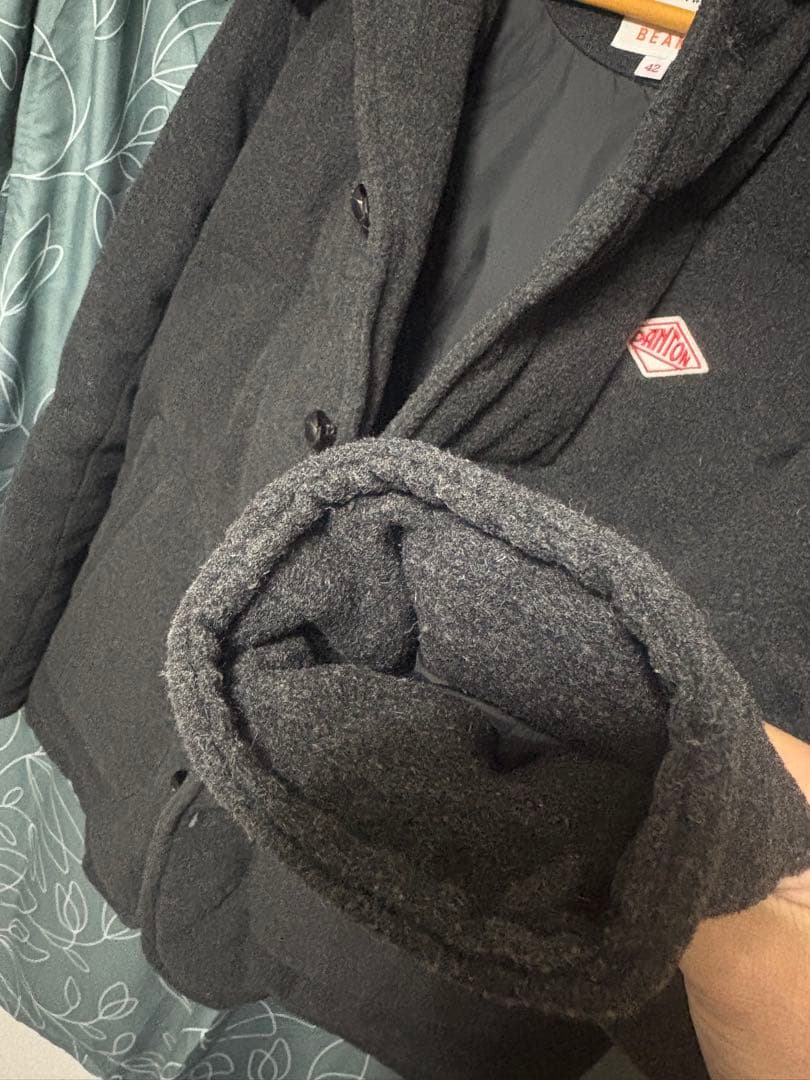 ダントン ビームス別注 ウールモッサ ダウンジャケット くるみ 黒グレー 42