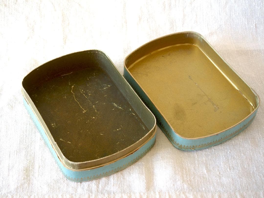 フルール・ド・リス 古い紙箱 19世紀 パリ 小物入れ カルトナージ/K384