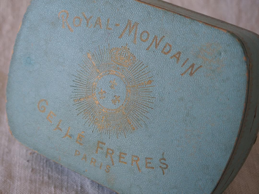 フルール・ド・リス 古い紙箱 19世紀 パリ 小物入れ カルトナージ/K384