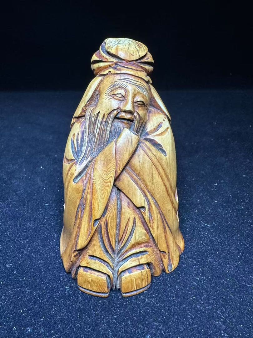 極上　置物　象牙調　寿老人　アンティーク　天然素材　彫刻 古美術品　細密細工