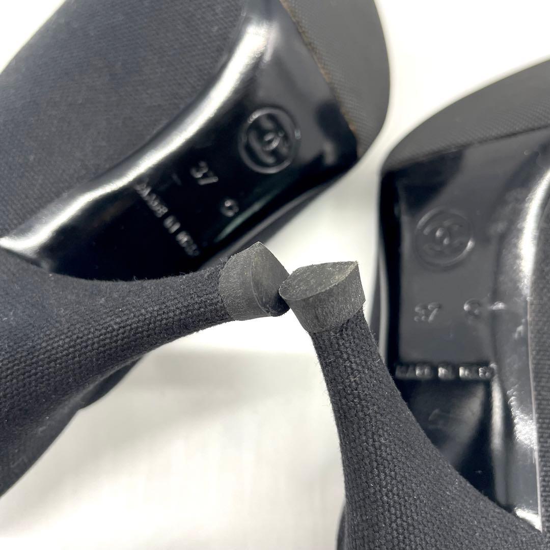 シャネル サンダル ミュール ココマーク キャンバス ブラック オレンジ 24㎝