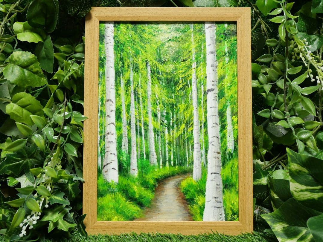 油絵 絵画 【白樺の道】