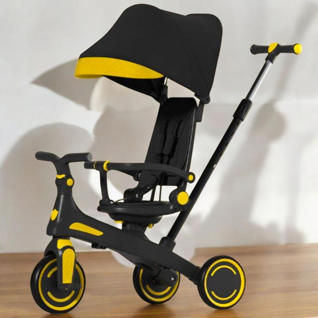 【新品】多機能三輪車 イエロー 7in1 折りたたみ式 安全設計1歳〜5歳