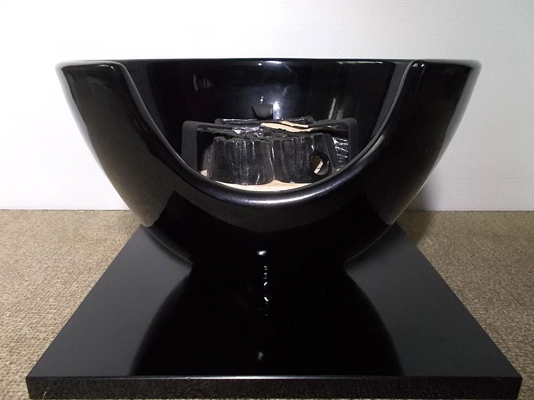 茶道具 富士釜 茶釜 真塗風炉型野々田電熱器 動作品 送料込み