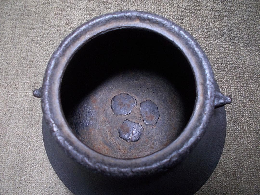 茶道具 富士釜 茶釜 真塗風炉型野々田電熱器 動作品 送料込み