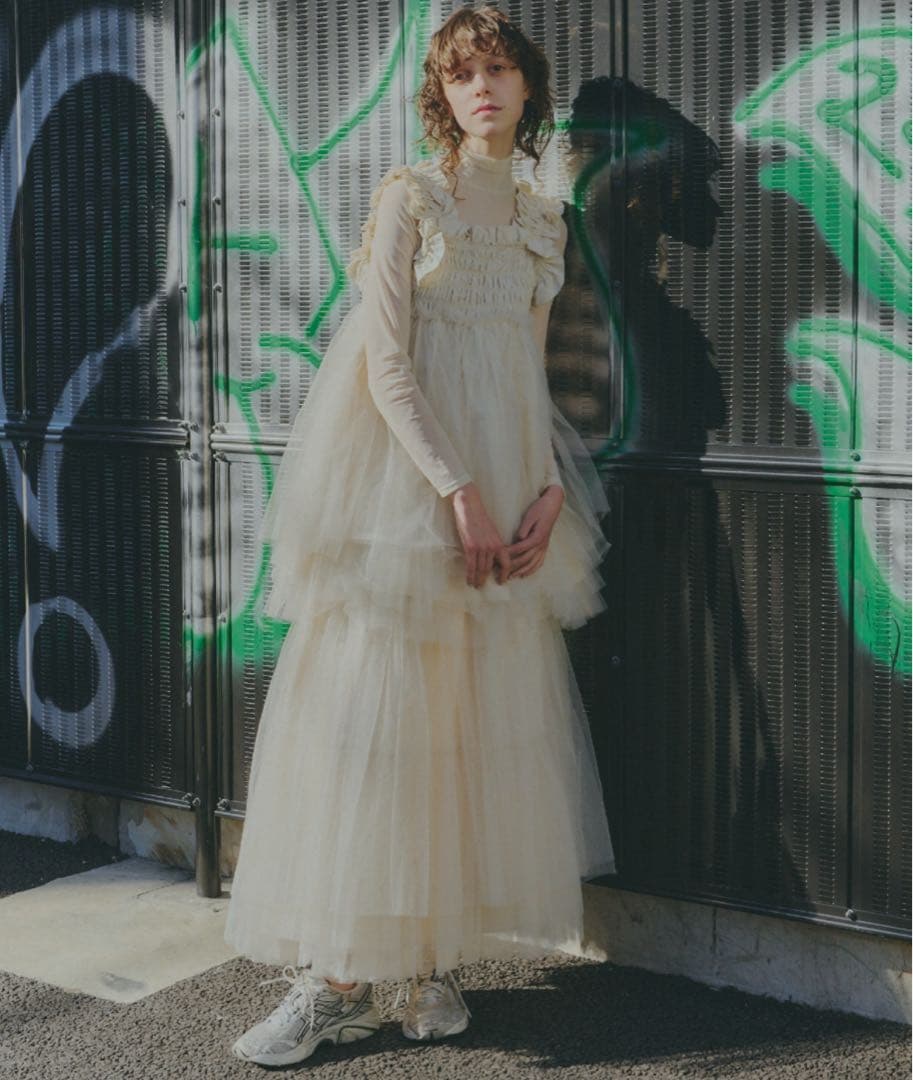 perna チュールギャザーキャミソール