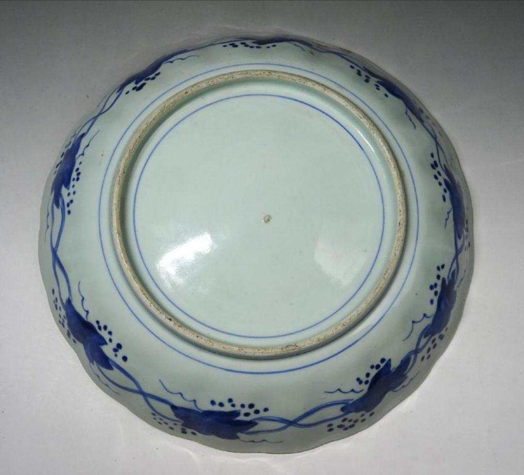 時代物 古伊万里 染付 大皿 幅約31.5cm 古陶磁 p95232