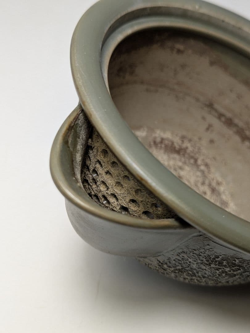 藤田龍峰 青備前石目煎茶器（宝瓶・湯冷まし・煎茶碗5客） 合箱合布 備前焼 急須