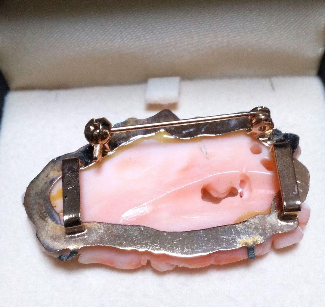 天然珊瑚ブローチ、帯留め