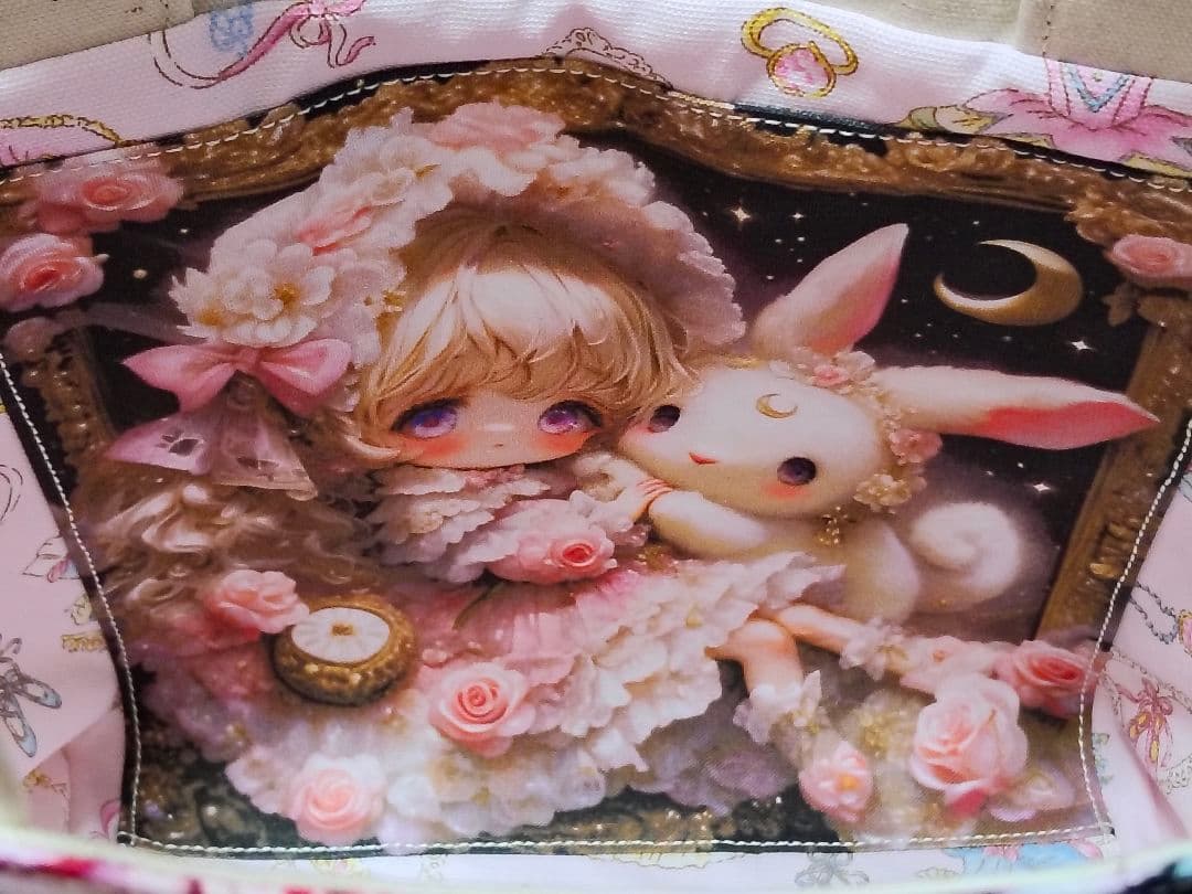 【受注制作】両面ミニトート（内側あり）3点、 両面巾着袋 （裏地あり）1点