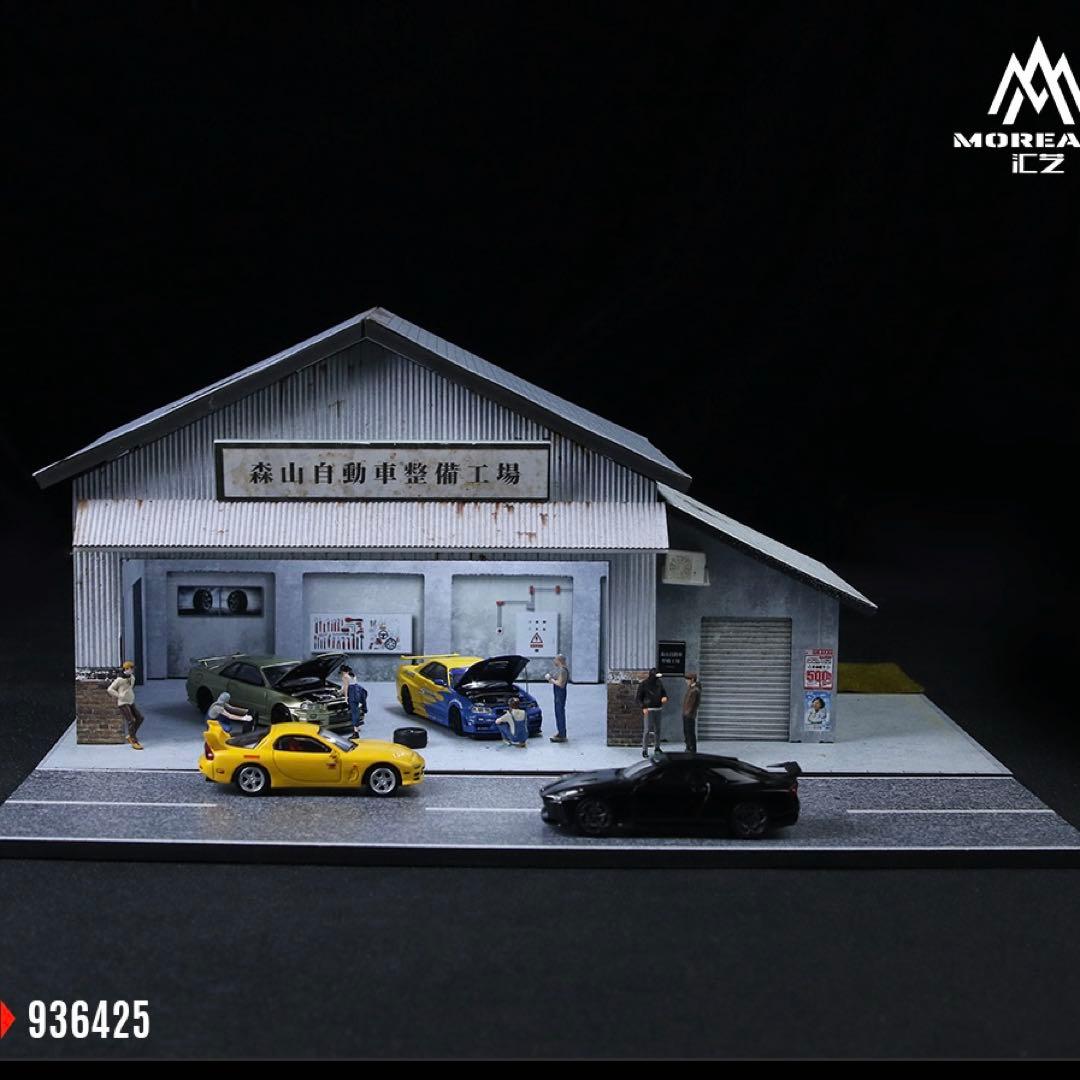 《最新入荷》1/64自動車整備士工場建物 LED照明付き 新品・未使用品