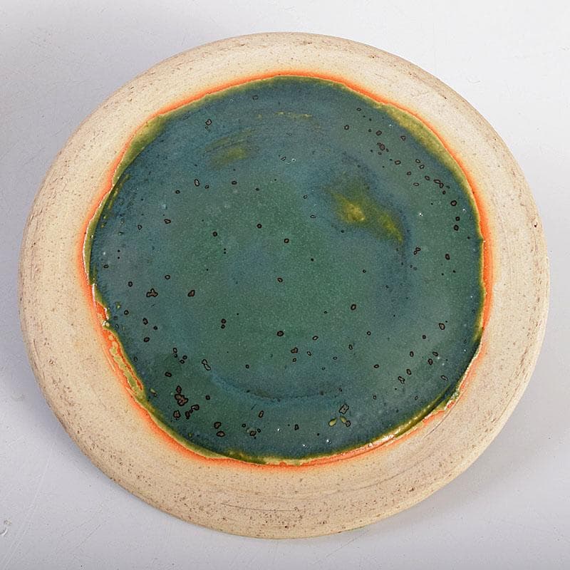 北大路魯山人作　織部焼　青織部　花文　水指　荒川豊蔵極め箱　M　R7589B