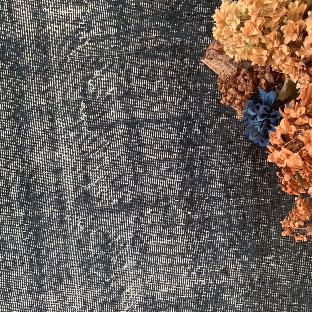 超大判　トルコヴィンテージラグ　ブラックネイビー　263×140 オーバーダイ