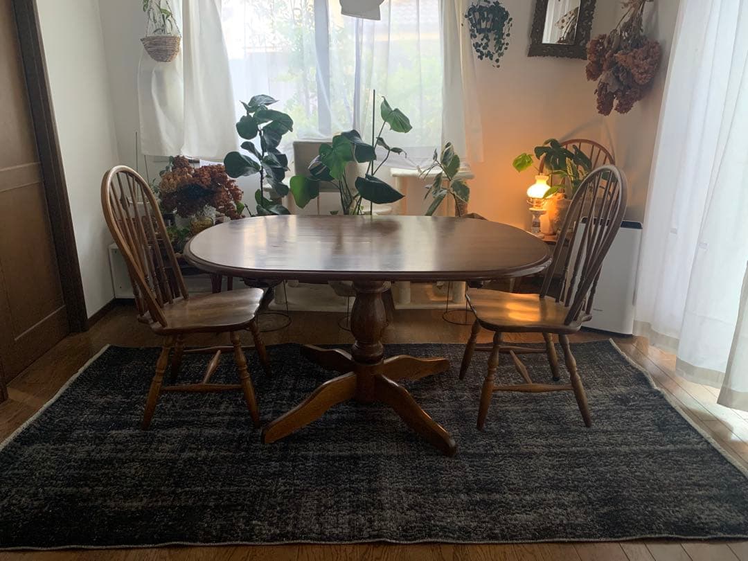 超大判　トルコヴィンテージラグ　ブラックネイビー　263×140 オーバーダイ