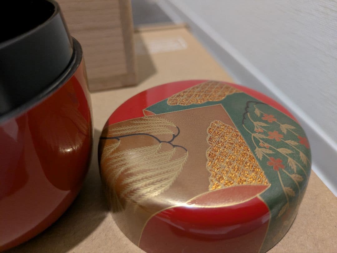 千家十職　中村宗哲　誰袖蒔絵　大棗　一対　二重箱　共箱　棗　茶入　茶道具　即中斎