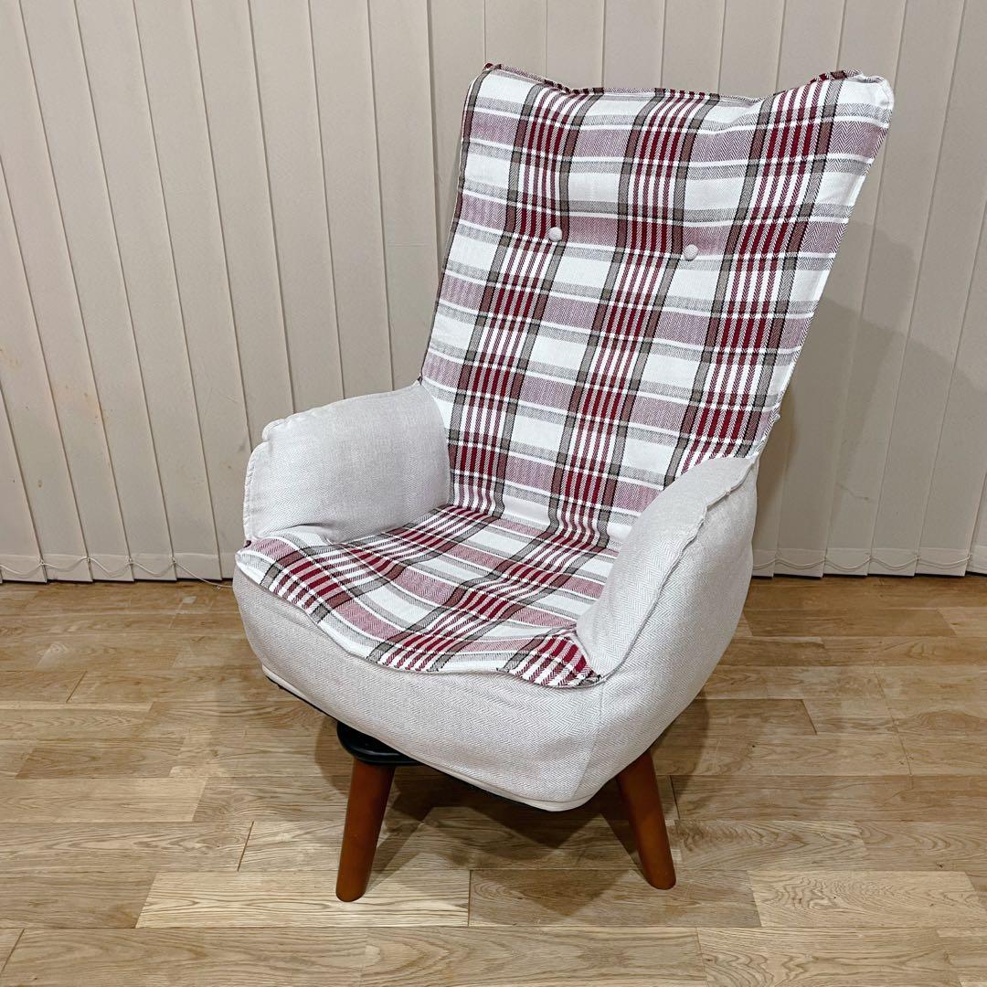 ドウシシャ 回転式ハイバックルームチェア ダイニングチェア ニルス レッド