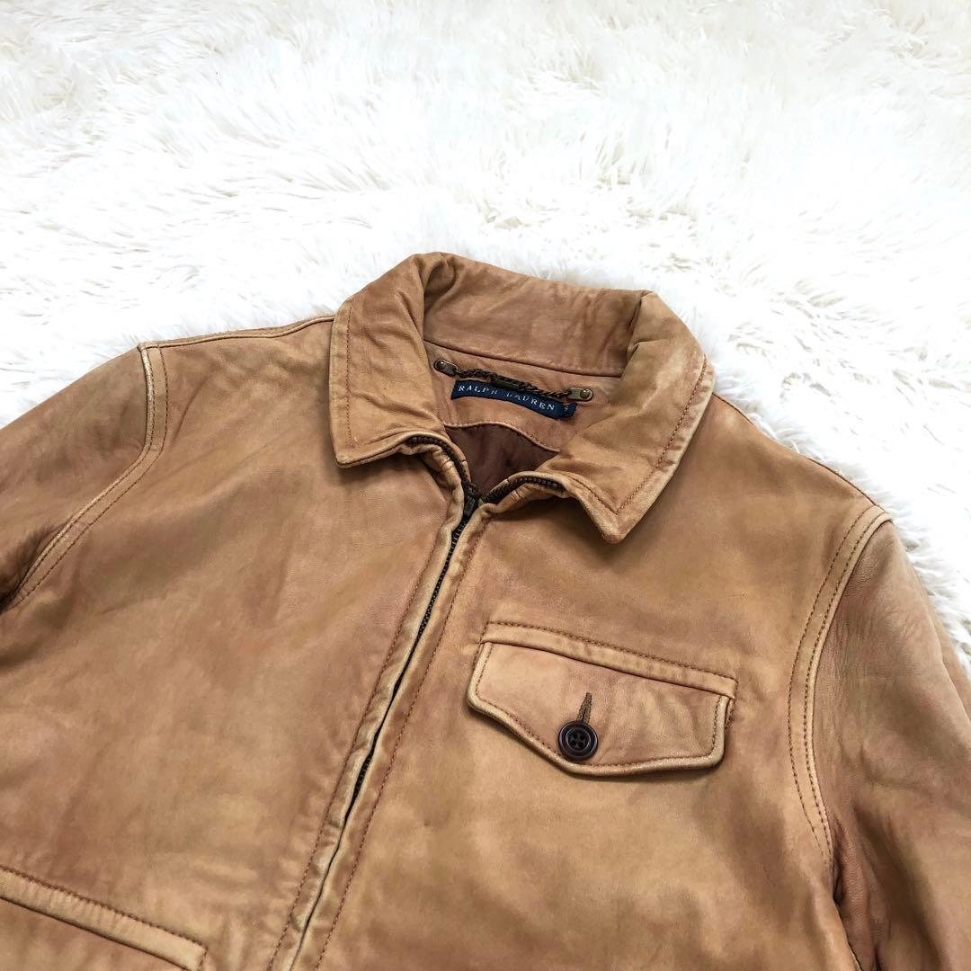 【入手困難】激レア ラルフローレン レザー ライダースジャケット　ロゴプレート