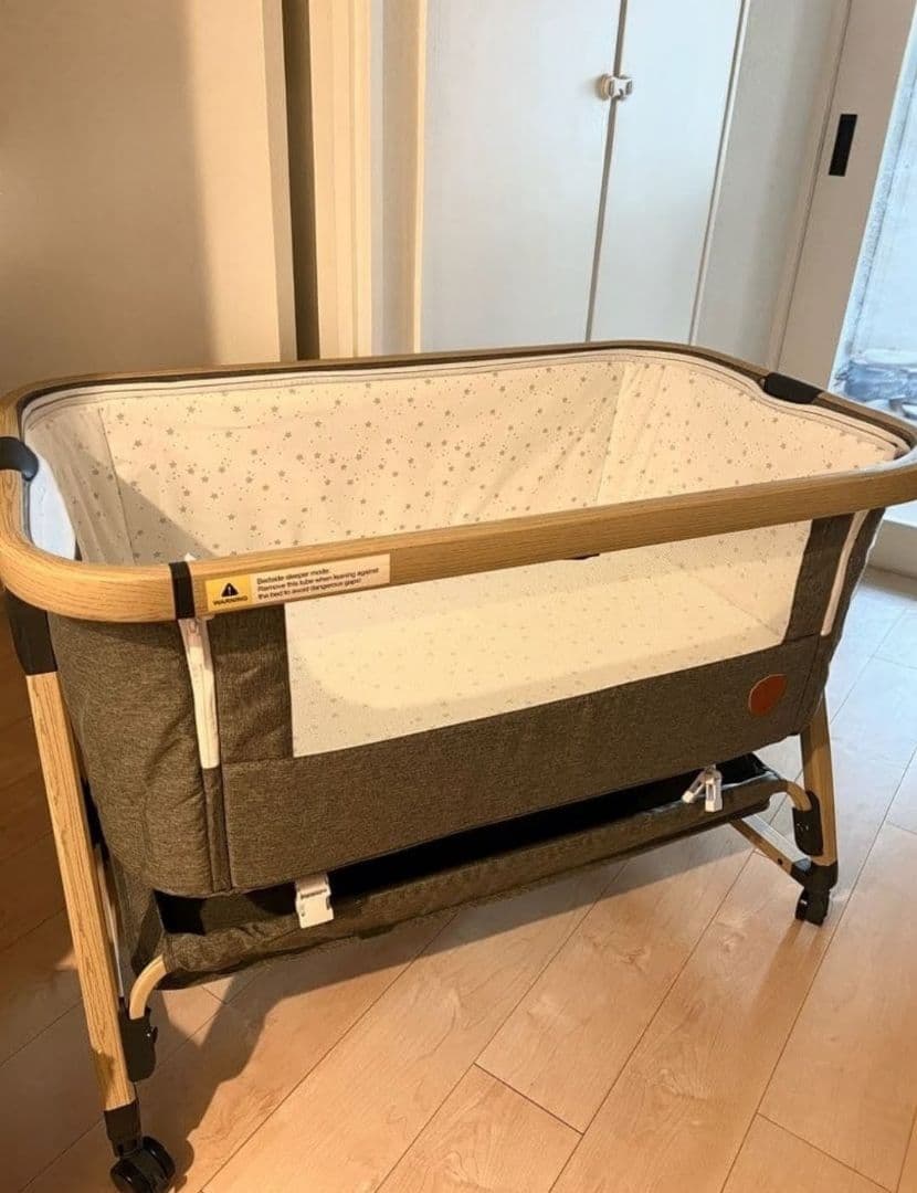 ベビーベッド HZDMJ グレー 折りたたみ　移動式