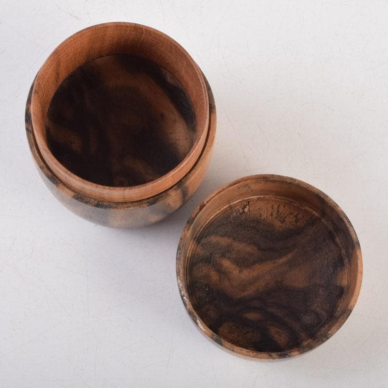 茶道具　天然木　黒柿製　無垢彫　綺麗な木目の棗　V　9054