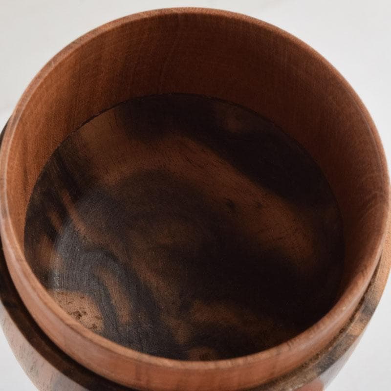 茶道具　天然木　黒柿製　無垢彫　綺麗な木目の棗　V　9054