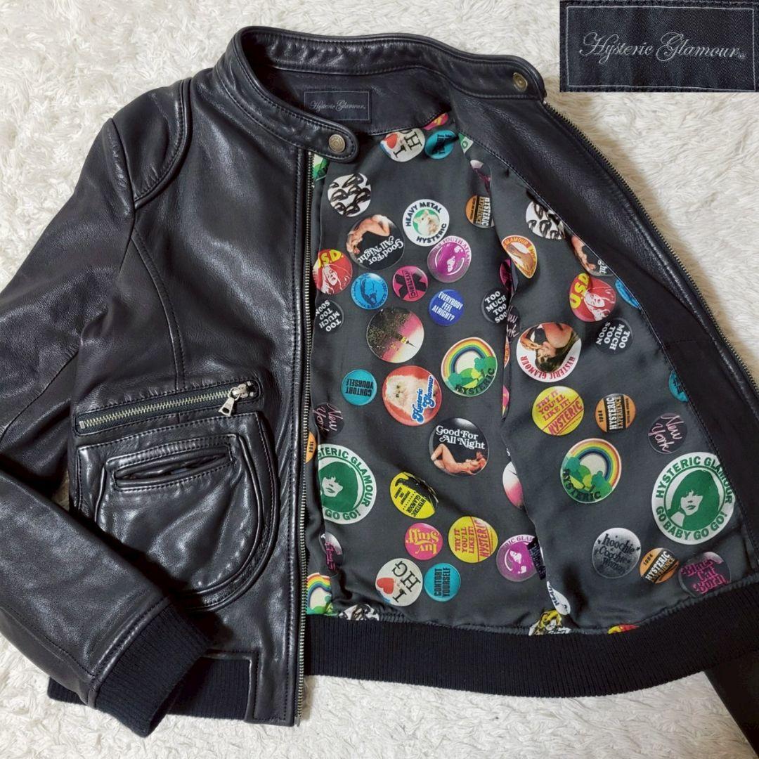 美品✨ヒステリックグラマー　シングルライダースレザージャケット　山羊革　ブラック
