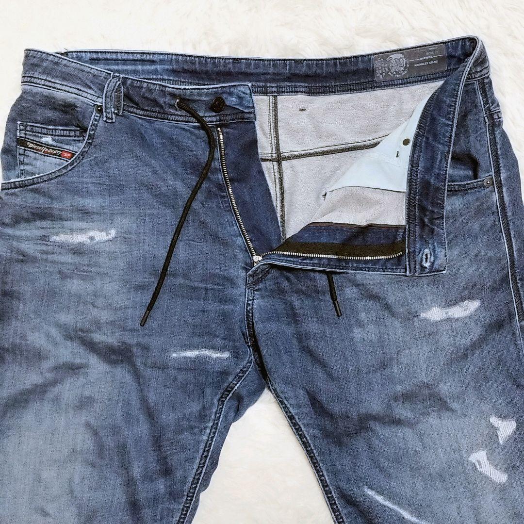 ディーゼル KROOLEY CB-NE ダメージ加工 ジョグジーンズ 36 青