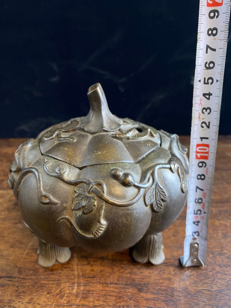 カボチャ型　銅香炉　美術品　工芸品　骨董品　置物　金属製　香炉